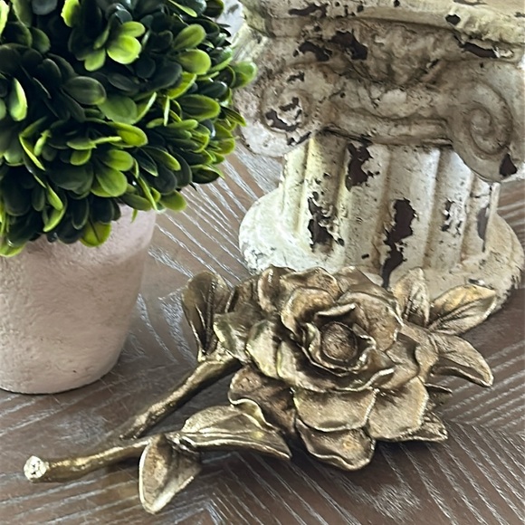 None Other - NEW! VINTAGE Inspired Shabby CHIC Metallic Gold Resin Rose Flower